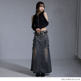 チェーン付き肌魅せダブルジップカットソー