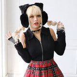 チェーン付き肌魅せダブルジップカットソー