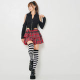 チェーン付き肌魅せダブルジップカットソー