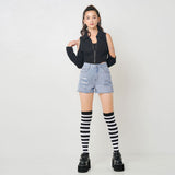 チェーン付き肌魅せダブルジップカットソー