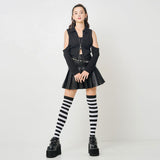 チェーン付き肌魅せダブルジップカットソー