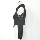 チェーン付き肌魅せダブルジップカットソー