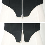 チェーン付き肌魅せダブルジップカットソー