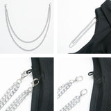 チェーン付き肌魅せダブルジップカットソー