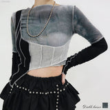 【メール便】バイカラー重ね風長袖トップス【ニット】