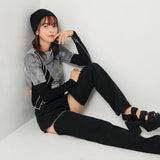 【メール便】バイカラー重ね風長袖トップス【ニット】