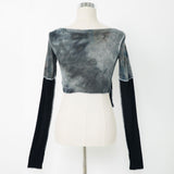 【メール便】バイカラー重ね風長袖トップス【ニット】