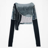 【メール便】バイカラー重ね風長袖トップス【ニット】