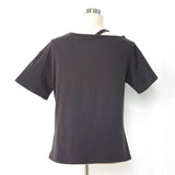 アシメショルダープリント半袖Tシャツ