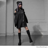 バイカラー肩開きBIGシャツワンピース