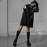 バイカラー肩開きBIGシャツワンピース