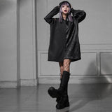 バイカラー肩開きBIGシャツワンピース