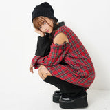 バイカラー肩開きBIGシャツワンピース