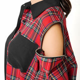 バイカラー肩開きBIGシャツワンピース