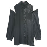 バイカラー肩開きBIGシャツワンピース