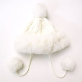 ふわふわポンポン付フェイクファーニット帽