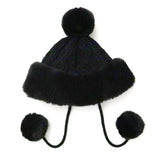 ふわふわポンポン付フェイクファーニット帽