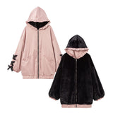 リバーシブルリボンロングブルゾン