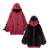 リバーシブルリボンロングブルゾン