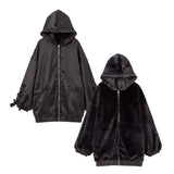 リバーシブルリボンロングブルゾン