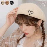 ハート刺繍ベレー帽