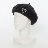 ハート刺繍ベレー帽