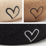 ハート刺繍ベレー帽