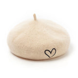 ハート刺繍ベレー帽