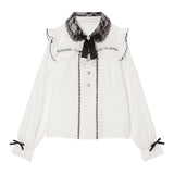 レースフリルハートビジューブラウス