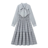 バッグレースアップボウタイワンピース