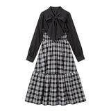 バッグレースアップボウタイワンピース