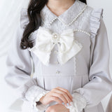 レース重ねパールリボンお嬢様ワンピース