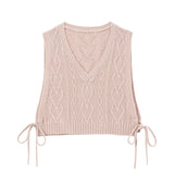 サイドリボンショートニットベスト