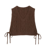 サイドリボンショートニットベスト