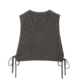 サイドリボンショートニットベスト