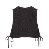 サイドリボンショートニットベスト