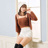 ふわふわシャギーキャミ×カーディガンニットアンサンブル