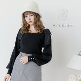 肩リボンガーリーニットトップス