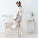 肩リボンガーリーニットトップス