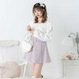 肩リボンガーリーニットトップス