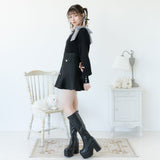 肩リボンガーリーニットトップス