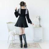 肩リボンガーリーニットトップス