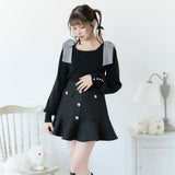 肩リボンガーリーニットトップス