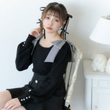 肩リボンガーリーニットトップス