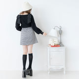 肩リボンガーリーニットトップス