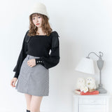 肩リボンガーリーニットトップス