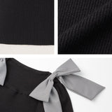 肩リボンガーリーニットトップス