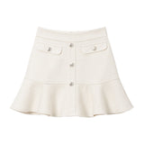 ビジューボタンツイードフリルスカート