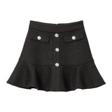 ビジューボタンツイードフリルスカート