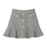 ビジューボタンツイードフリルスカート